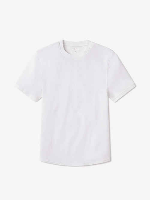 Cotton Waffle Curved Hem Crew