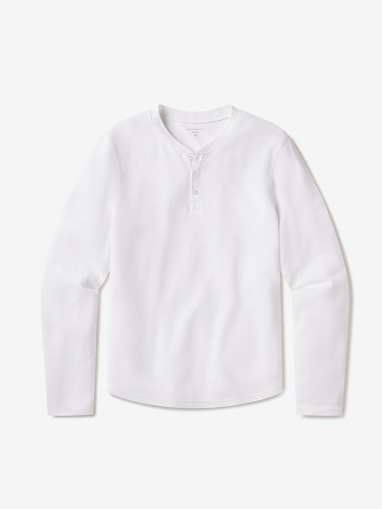 Cotton Waffle Curved Hem Henley