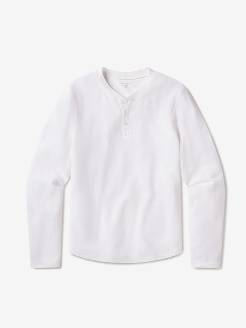 Cotton Waffle Curved Hem Henley