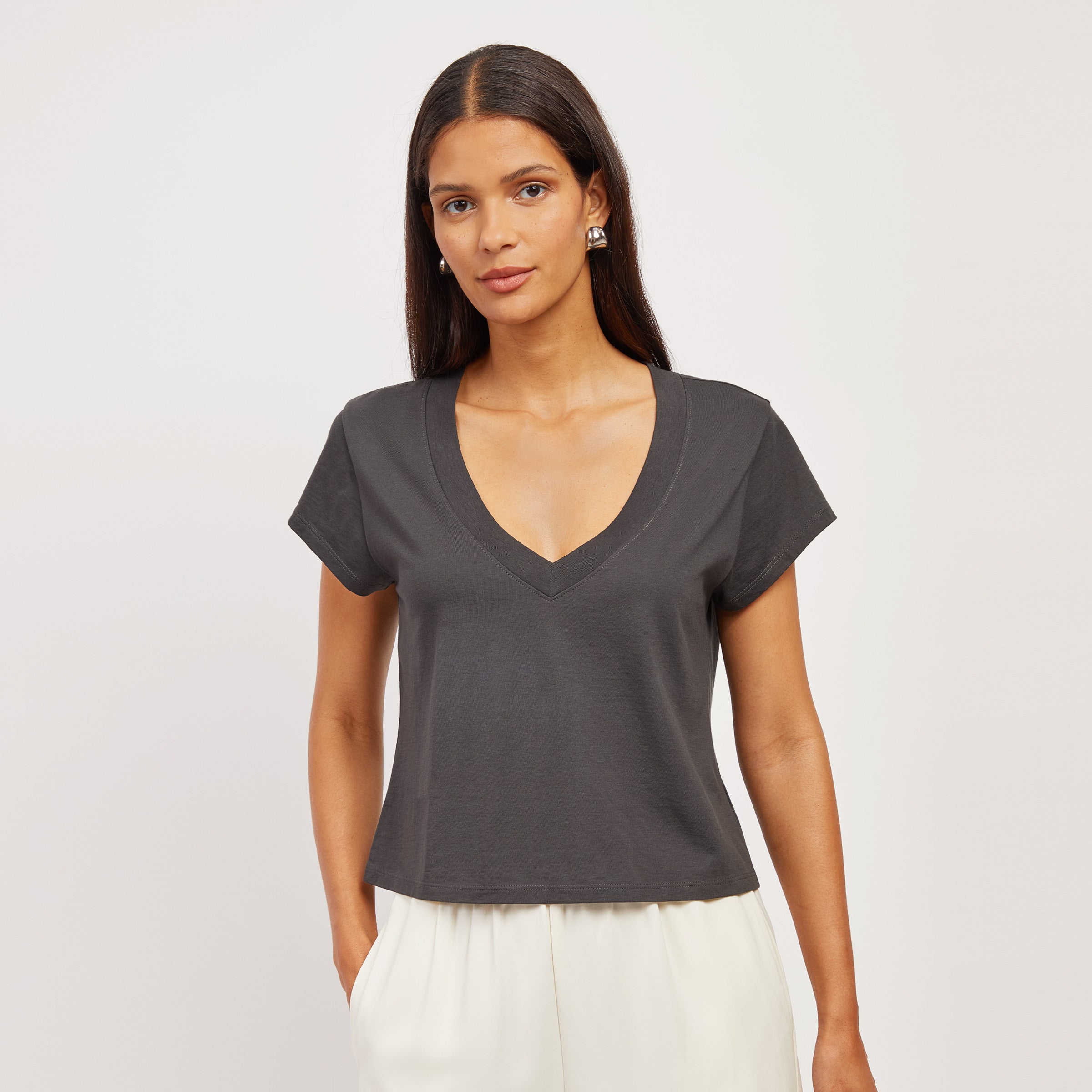 Everyday Cotton Deep V-Neck Tee