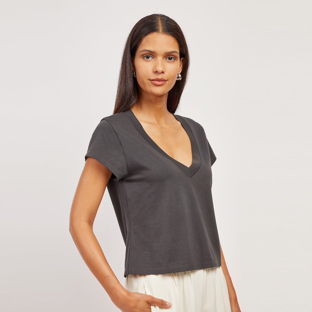 Everyday Cotton Deep V-Neck Tee